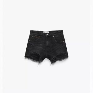 Zara Black Distressed Jean Shorts